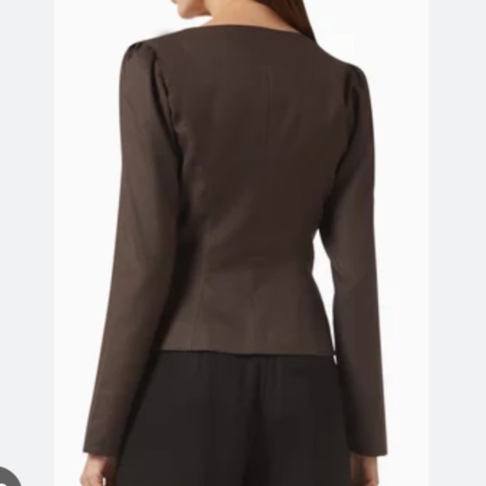 Reformation Brown Fitted Button-Up Scoop Neck Blouse - Picture 4 of 11